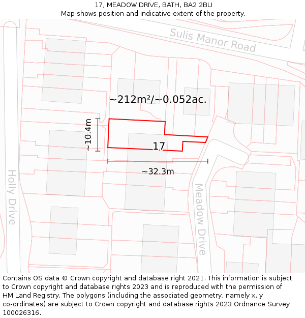 17, MEADOW DRIVE, BATH, BA2 2BU: Plot and title map