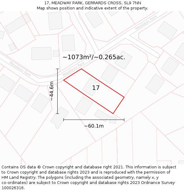 17, MEADWAY PARK, GERRARDS CROSS, SL9 7NN: Plot and title map