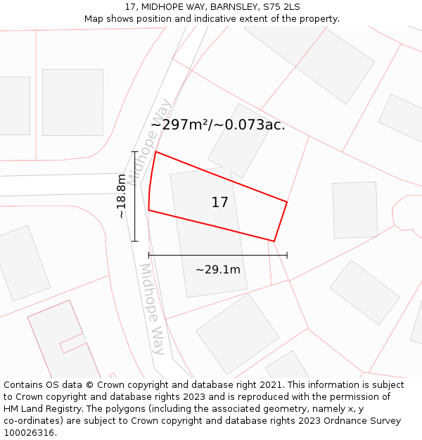 17, MIDHOPE WAY, BARNSLEY, S75 2LS: Plot and title map