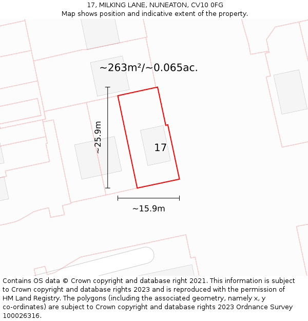 17, MILKING LANE, NUNEATON, CV10 0FG: Plot and title map