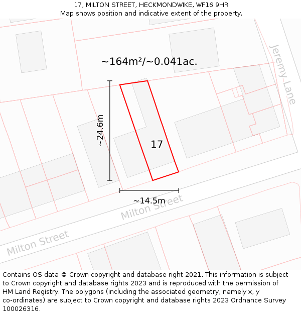 17, MILTON STREET, HECKMONDWIKE, WF16 9HR: Plot and title map