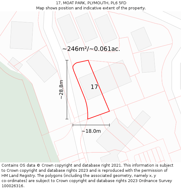17, MOAT PARK, PLYMOUTH, PL6 5FD: Plot and title map