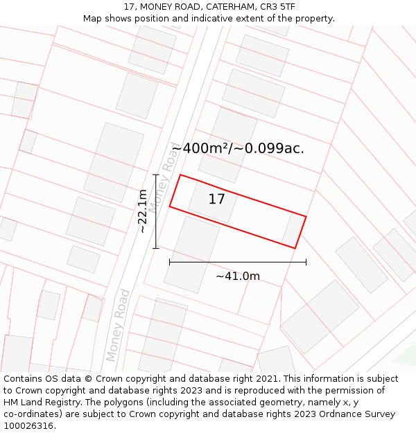 17, MONEY ROAD, CATERHAM, CR3 5TF: Plot and title map