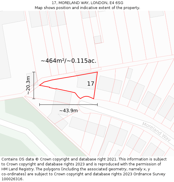 17, MORELAND WAY, LONDON, E4 6SG: Plot and title map