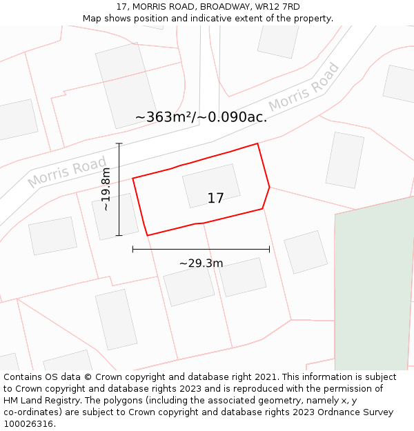 17, MORRIS ROAD, BROADWAY, WR12 7RD: Plot and title map