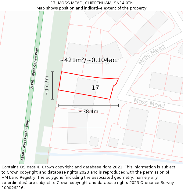 17, MOSS MEAD, CHIPPENHAM, SN14 0TN: Plot and title map