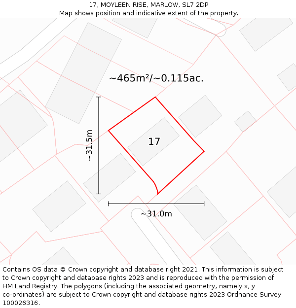 17, MOYLEEN RISE, MARLOW, SL7 2DP: Plot and title map