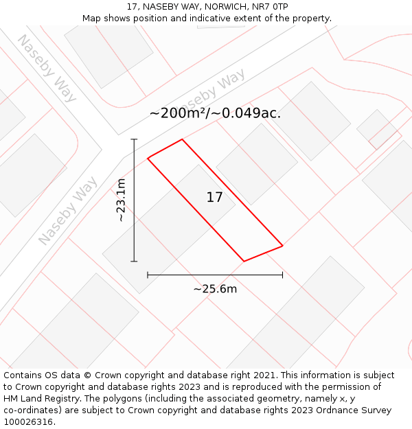 17, NASEBY WAY, NORWICH, NR7 0TP: Plot and title map