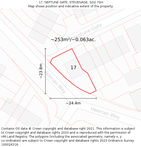 17, NEPTUNE GATE, STEVENAGE, SG2 7SH: Plot and title map