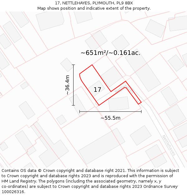 17, NETTLEHAYES, PLYMOUTH, PL9 8BX: Plot and title map