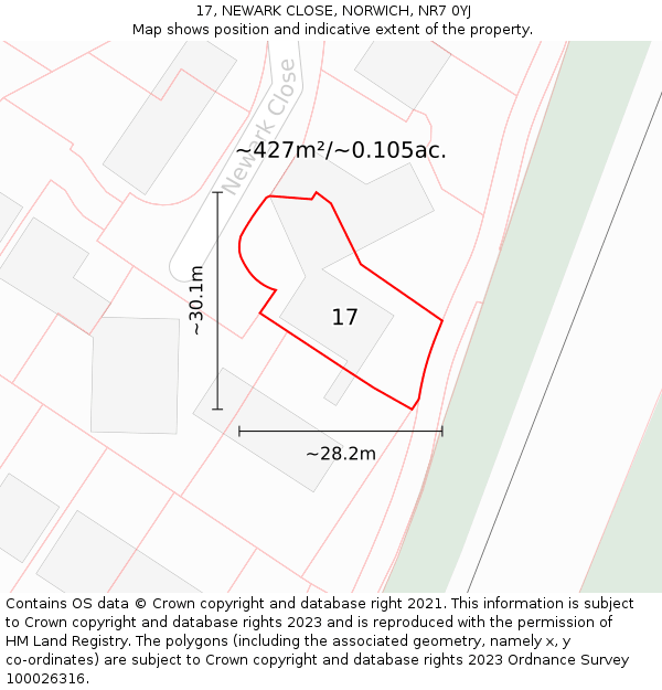 17, NEWARK CLOSE, NORWICH, NR7 0YJ: Plot and title map