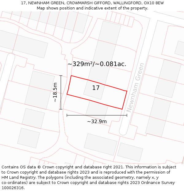 17, NEWNHAM GREEN, CROWMARSH GIFFORD, WALLINGFORD, OX10 8EW: Plot and title map