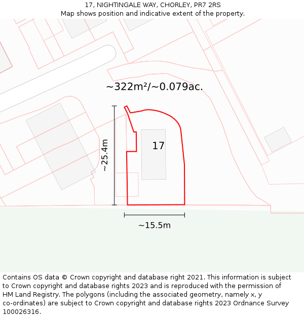 17, NIGHTINGALE WAY, CHORLEY, PR7 2RS: Plot and title map