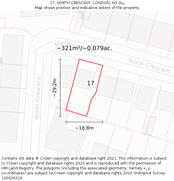 17, NORTH CRESCENT, LONDON, N3 3LL: Plot and title map