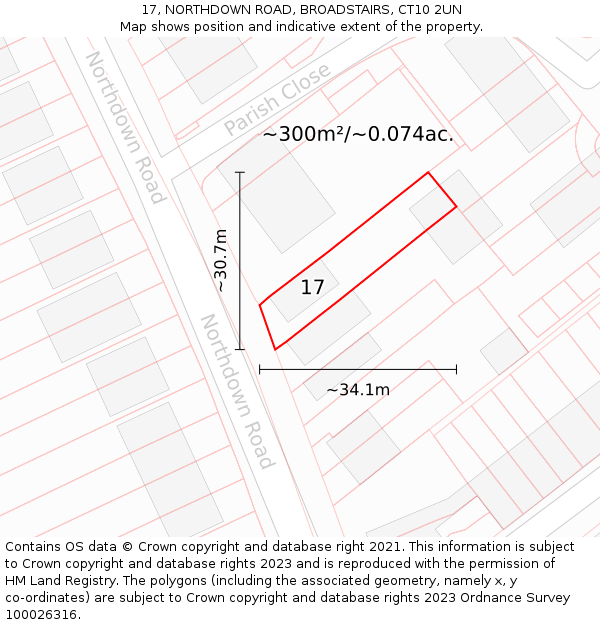 17, NORTHDOWN ROAD, BROADSTAIRS, CT10 2UN: Plot and title map