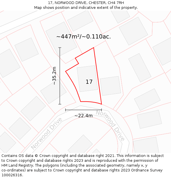 17, NORWOOD DRIVE, CHESTER, CH4 7RH: Plot and title map