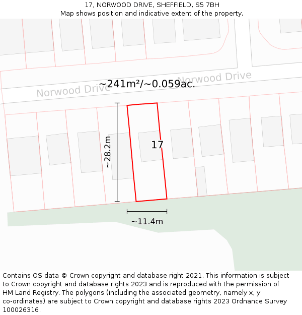 17, NORWOOD DRIVE, SHEFFIELD, S5 7BH: Plot and title map