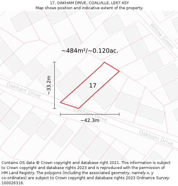 17, OAKHAM DRIVE, COALVILLE, LE67 4SY: Plot and title map