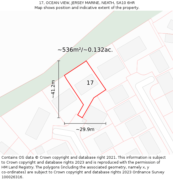 17, OCEAN VIEW, JERSEY MARINE, NEATH, SA10 6HR: Plot and title map