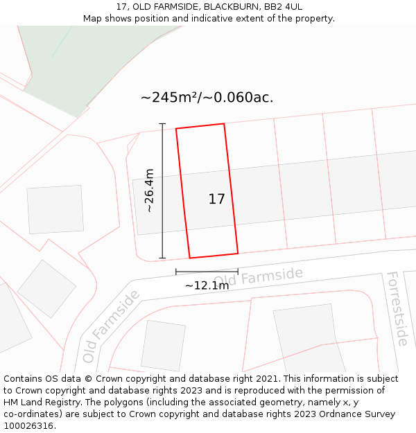 17, OLD FARMSIDE, BLACKBURN, BB2 4UL: Plot and title map