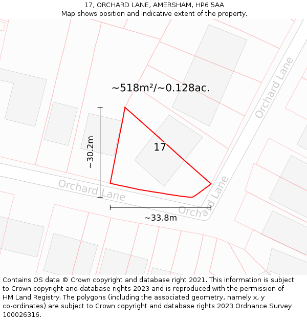 17, ORCHARD LANE, AMERSHAM, HP6 5AA: Plot and title map