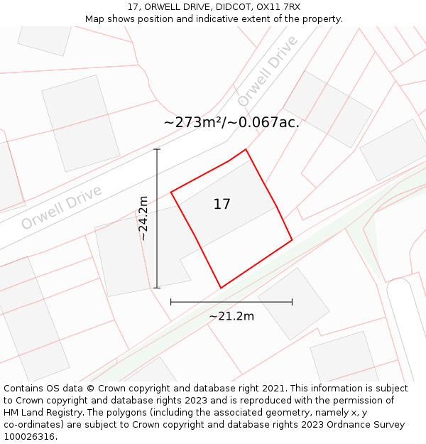 17, ORWELL DRIVE, DIDCOT, OX11 7RX: Plot and title map