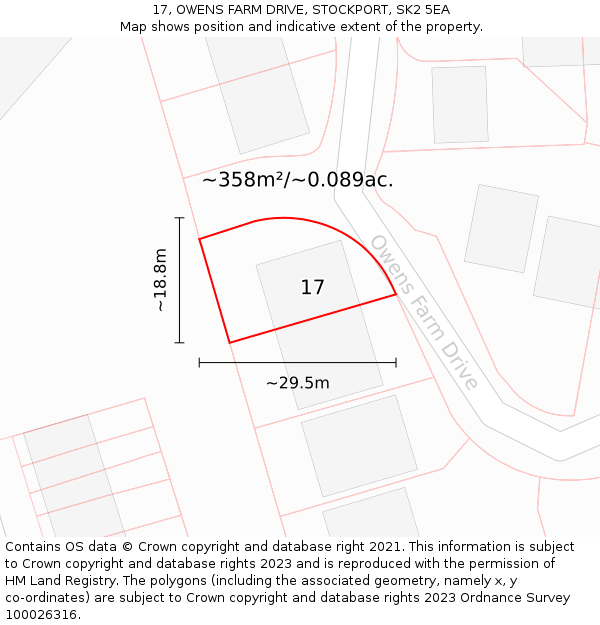 17, OWENS FARM DRIVE, STOCKPORT, SK2 5EA: Plot and title map