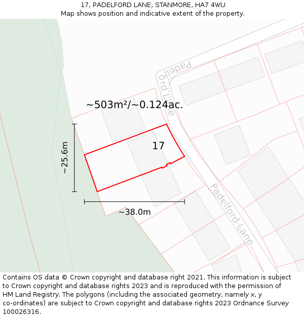 17, PADELFORD LANE, STANMORE, HA7 4WU: Plot and title map