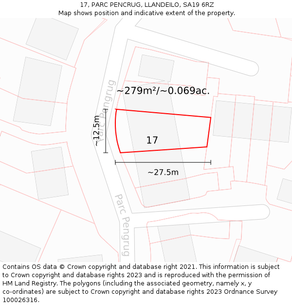 17, PARC PENCRUG, LLANDEILO, SA19 6RZ: Plot and title map