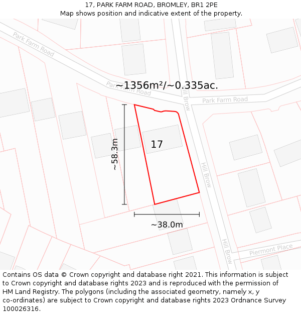 17, PARK FARM ROAD, BROMLEY, BR1 2PE: Plot and title map