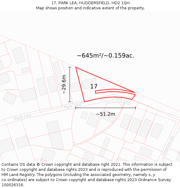 17, PARK LEA, HUDDERSFIELD, HD2 1QH: Plot and title map