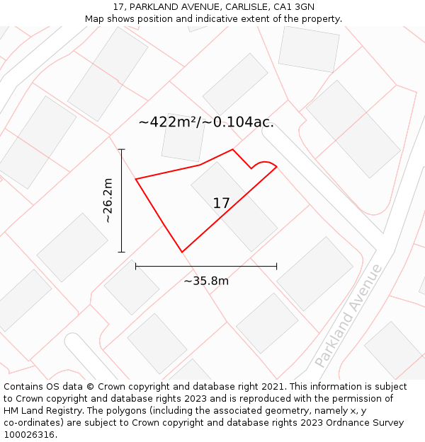 17, PARKLAND AVENUE, CARLISLE, CA1 3GN: Plot and title map