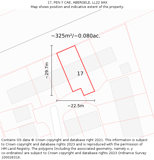 17, PEN Y CAE, ABERGELE, LL22 9AX: Plot and title map