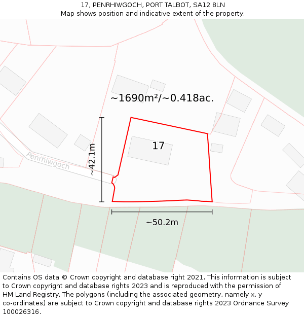 17, PENRHIWGOCH, PORT TALBOT, SA12 8LN: Plot and title map