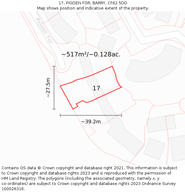 17, PIODEN FOR, BARRY, CF62 5DD: Plot and title map