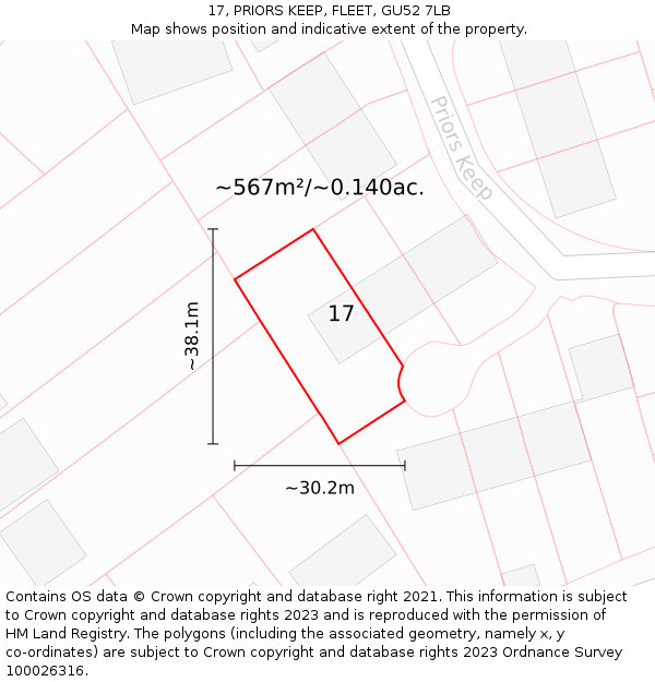 17, PRIORS KEEP, FLEET, GU52 7LB: Plot and title map