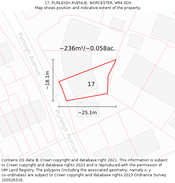 17, PURLEIGH AVENUE, WORCESTER, WR4 0DX: Plot and title map