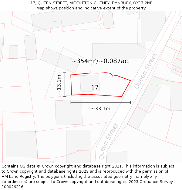 17, QUEEN STREET, MIDDLETON CHENEY, BANBURY, OX17 2NP: Plot and title map