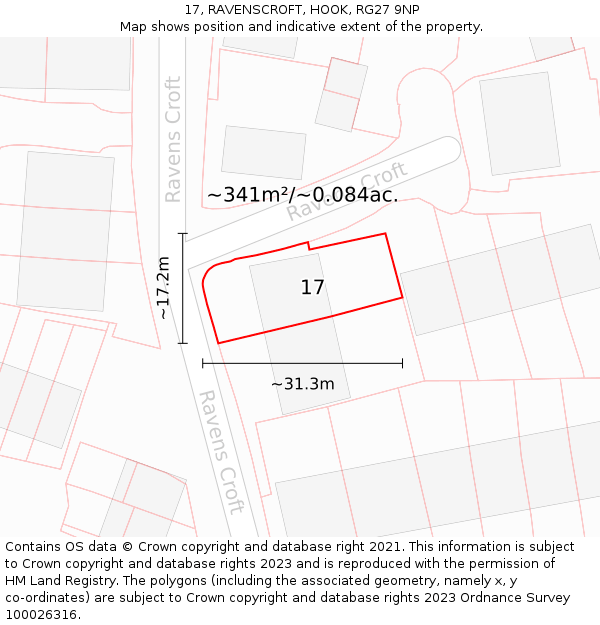 17, RAVENSCROFT, HOOK, RG27 9NP: Plot and title map