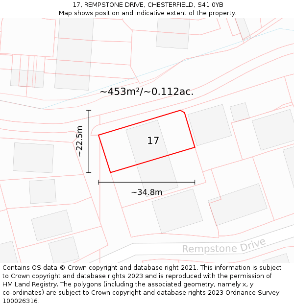 17, REMPSTONE DRIVE, CHESTERFIELD, S41 0YB: Plot and title map