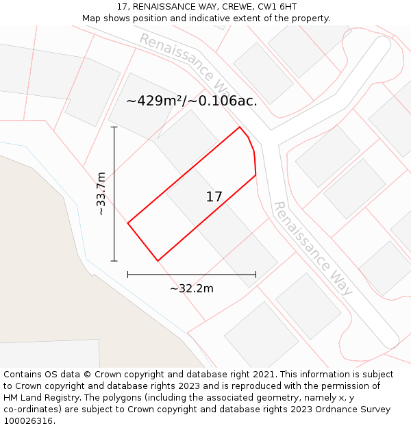 17, RENAISSANCE WAY, CREWE, CW1 6HT: Plot and title map