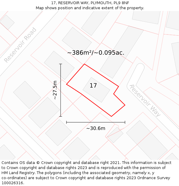 17, RESERVOIR WAY, PLYMOUTH, PL9 8NF: Plot and title map