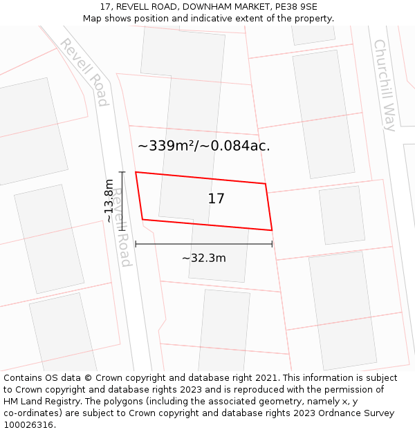 17, REVELL ROAD, DOWNHAM MARKET, PE38 9SE: Plot and title map