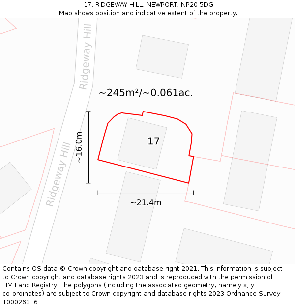 17, RIDGEWAY HILL, NEWPORT, NP20 5DG: Plot and title map