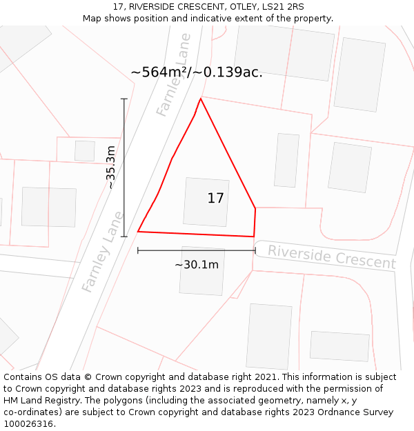 17, RIVERSIDE CRESCENT, OTLEY, LS21 2RS: Plot and title map