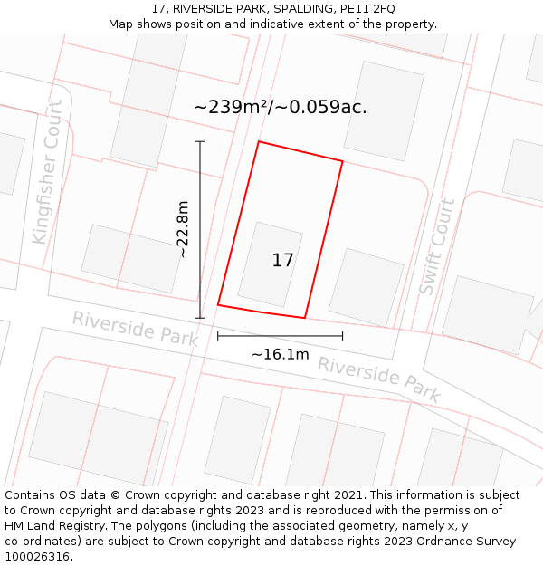 17, RIVERSIDE PARK, SPALDING, PE11 2FQ: Plot and title map