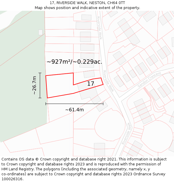 17, RIVERSIDE WALK, NESTON, CH64 0TT: Plot and title map