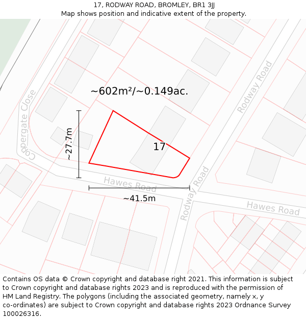 17, RODWAY ROAD, BROMLEY, BR1 3JJ: Plot and title map
