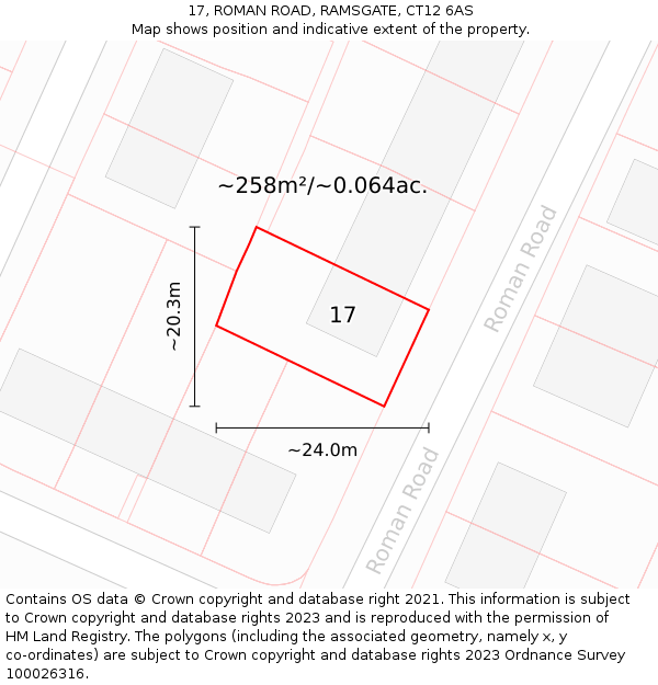 17, ROMAN ROAD, RAMSGATE, CT12 6AS: Plot and title map