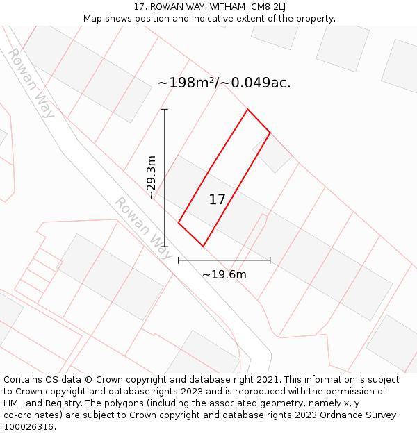 17, ROWAN WAY, WITHAM, CM8 2LJ: Plot and title map